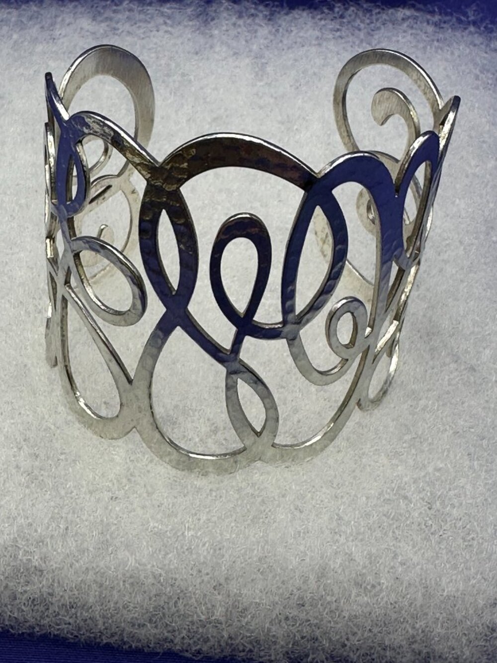 Brighton “Skribbel” Wide Hammered Silver Cuff Bracelet Swirl Design - Picture 9 of 14